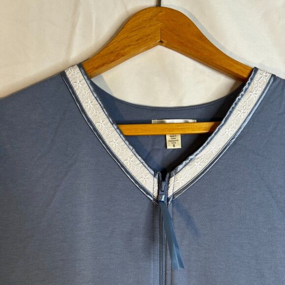 Richie House Full Zip Robe Night Dress Nightgown Short Sleeve Small Cotton Blend - Picture 3 of 9